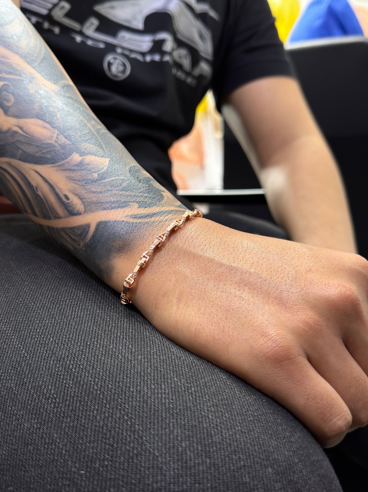 Pulsera tejido ADN color oro rosa