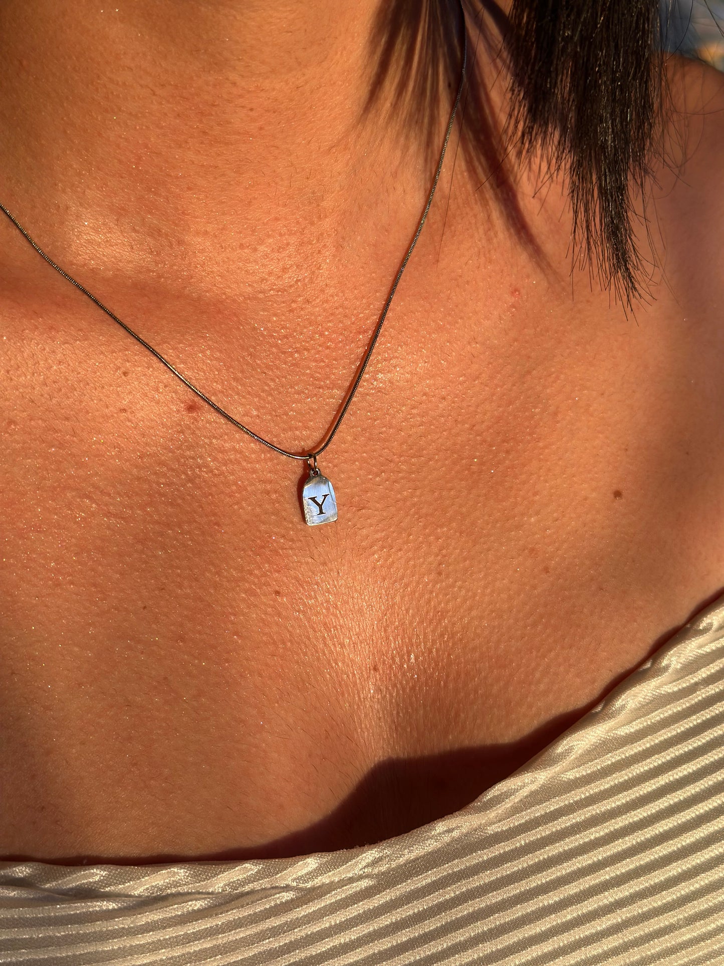 Cadena dije mini plateado