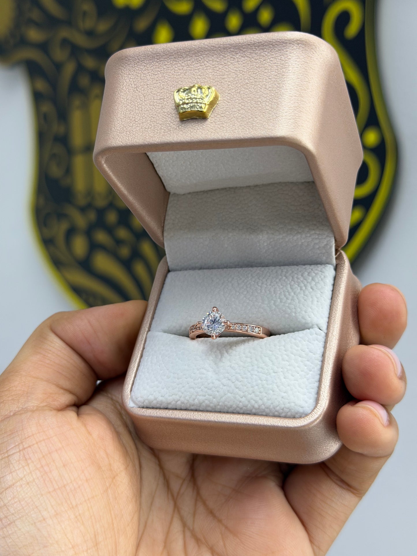 Anillo promesa con baño en oro rosa