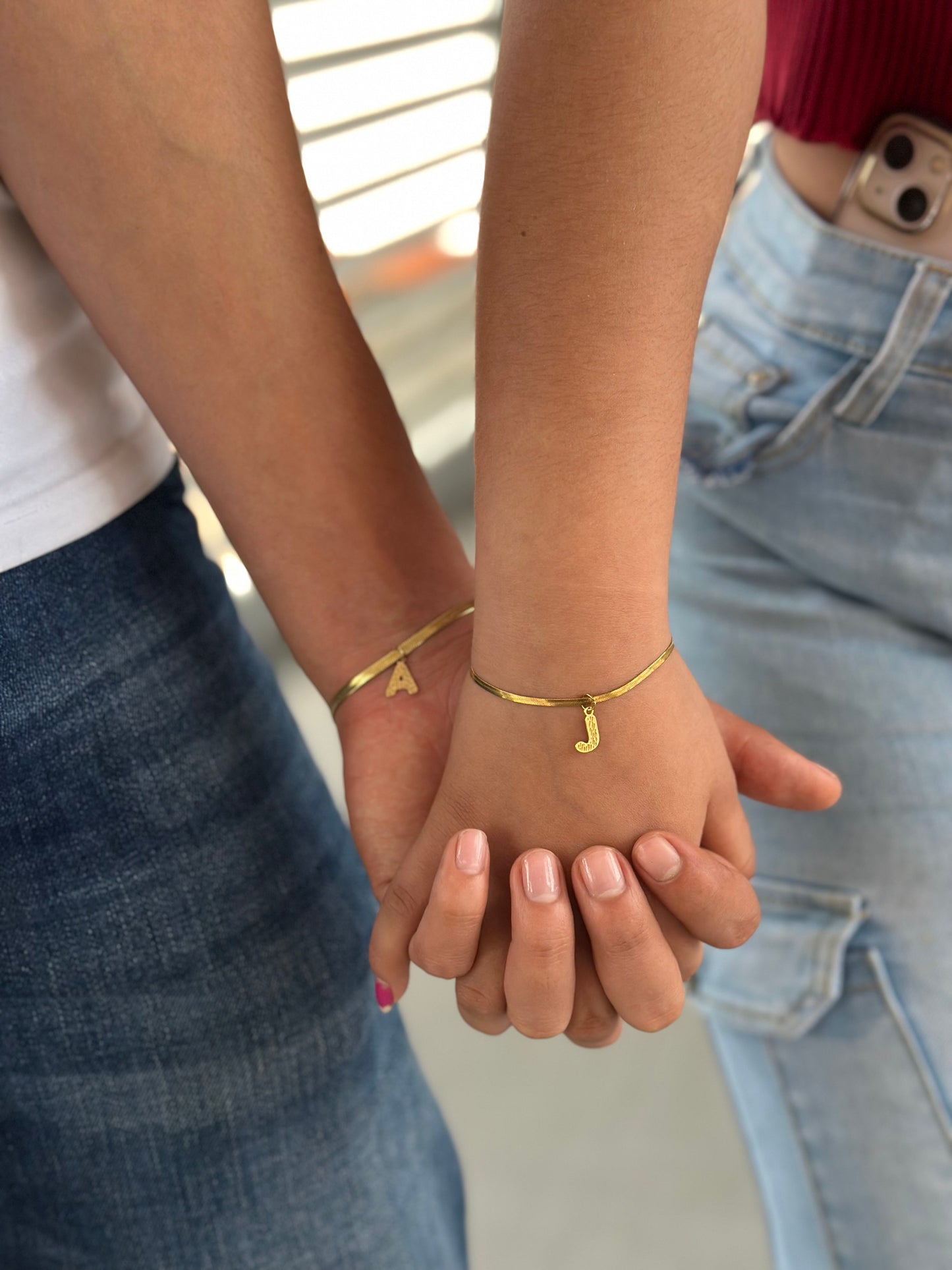 Pulseras tejido serpiente con inicial