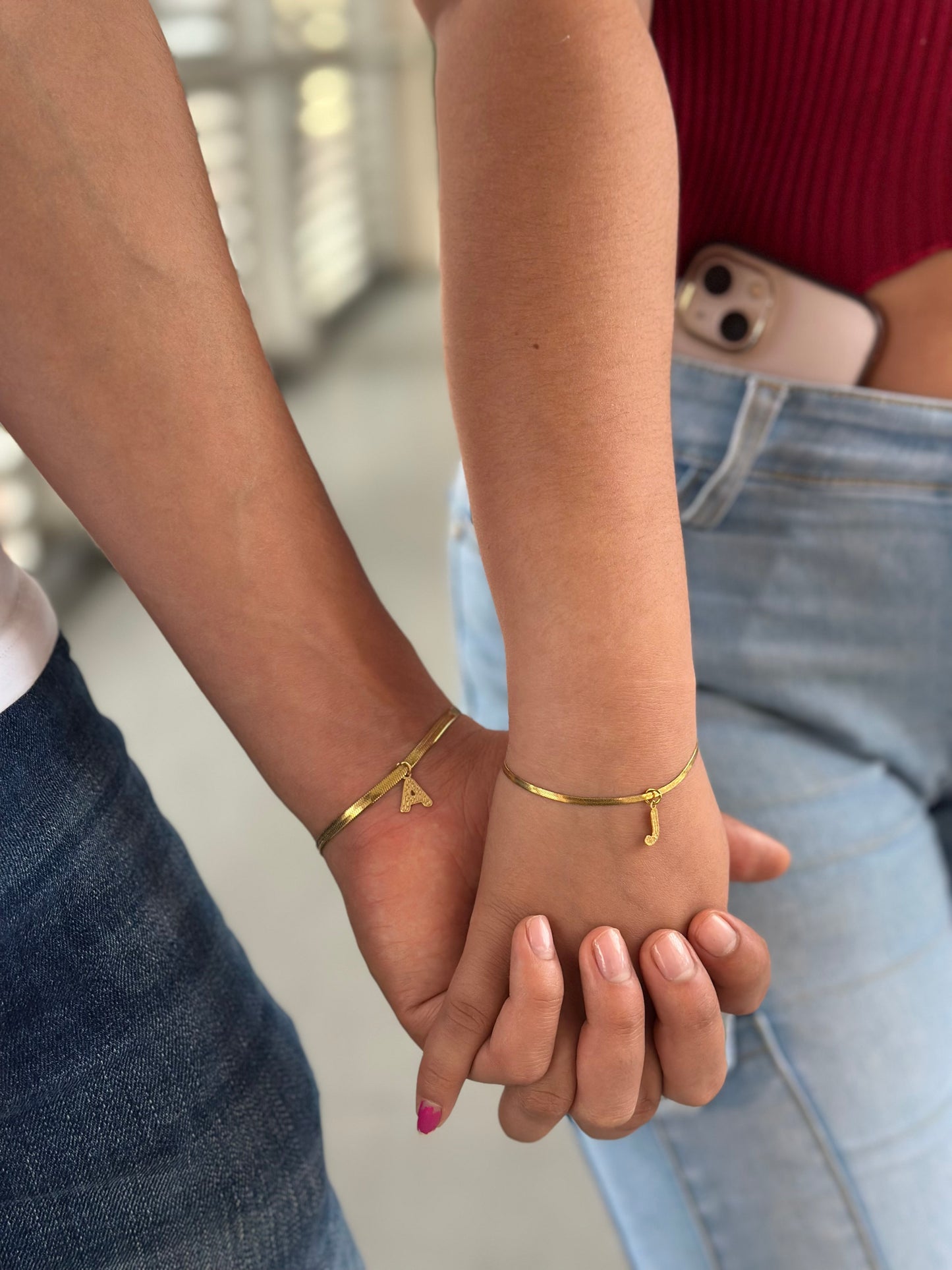 Pulseras tejido serpiente con inicial