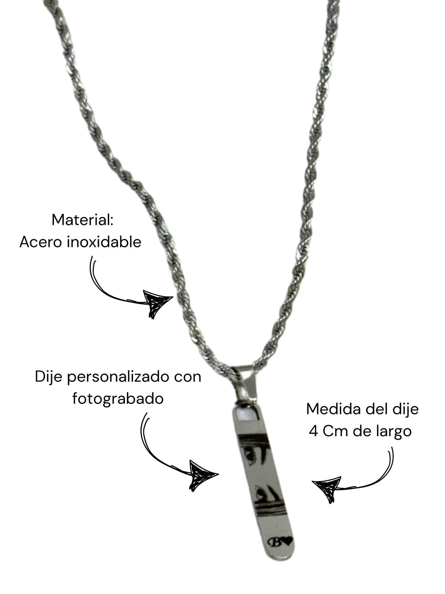 Cadena mirada+inicial para caballero