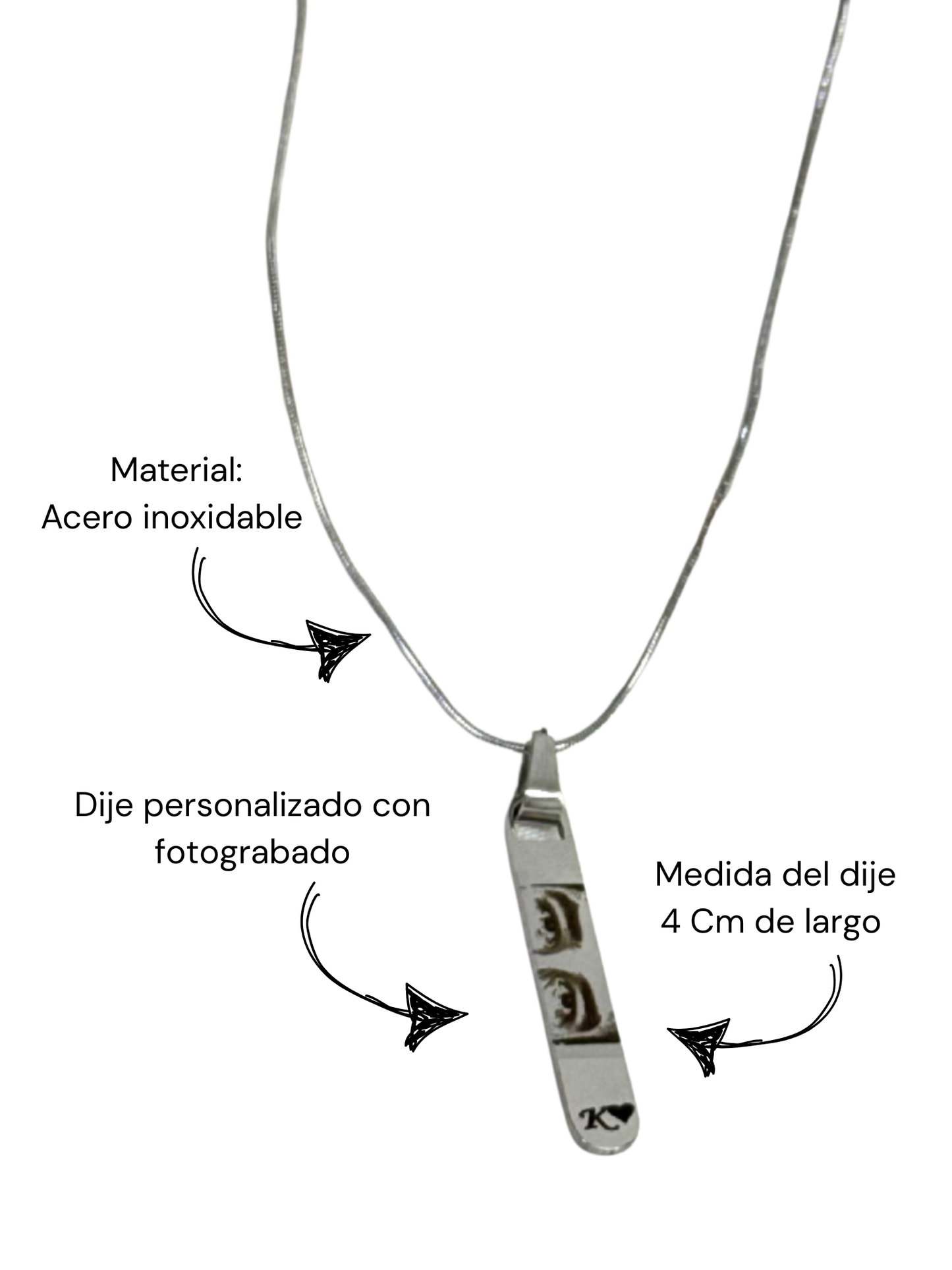 Cadena mirada+inicial para dama