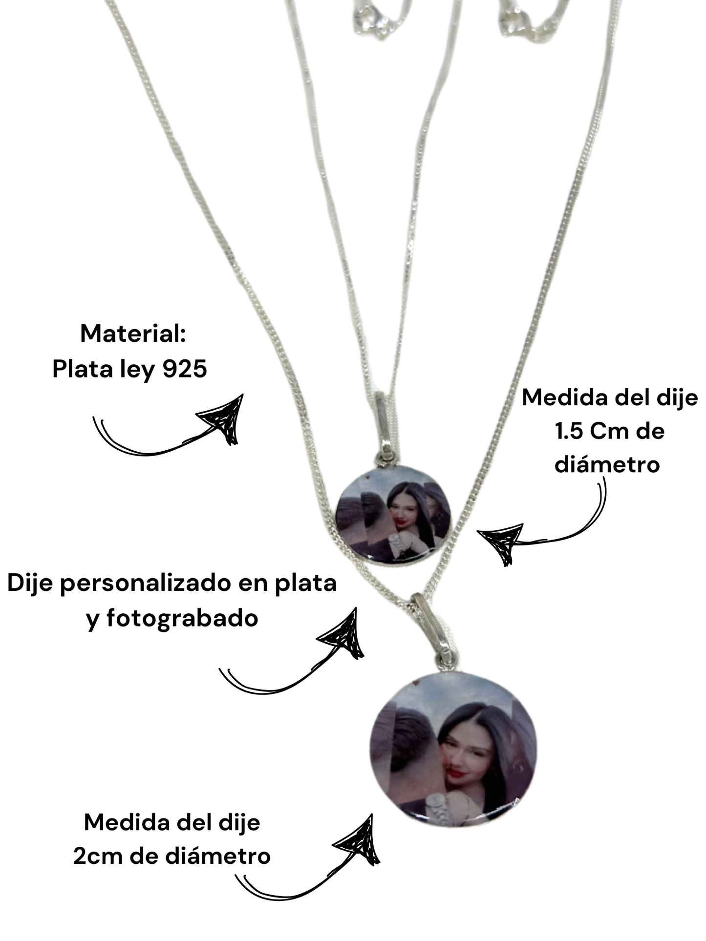 Cadena personalizada en plata pareja