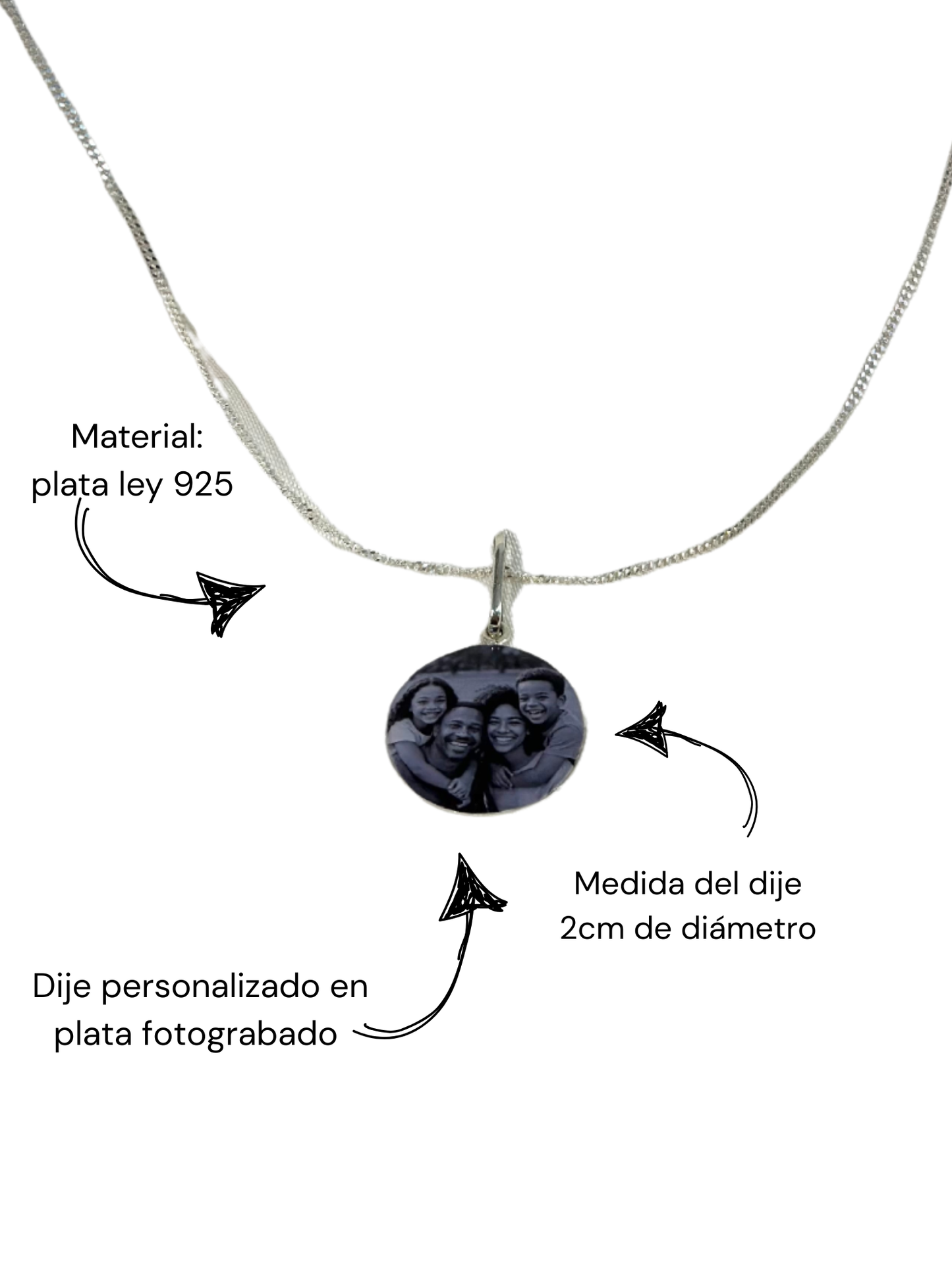 Cadena recuerdo en plata para caballero