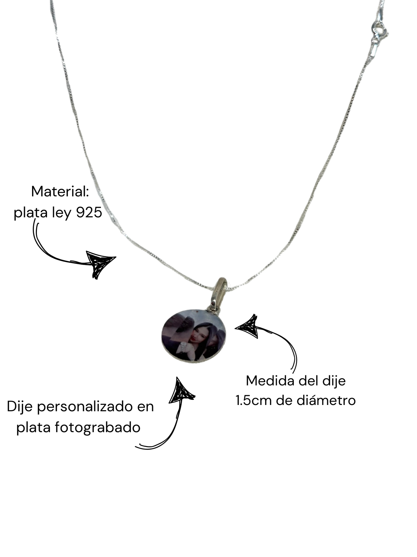Cadena recuerdo en plata para dama