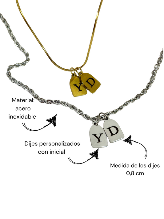 Cadenas con dijes mini (dobles) personalizadas