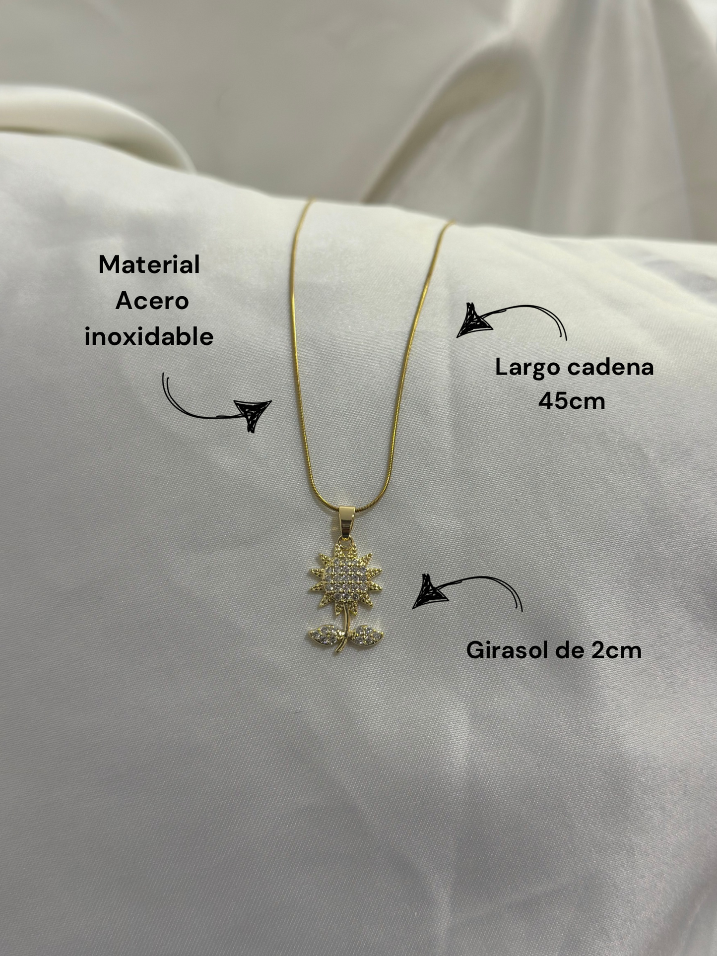 Cadena girasol en acero dama