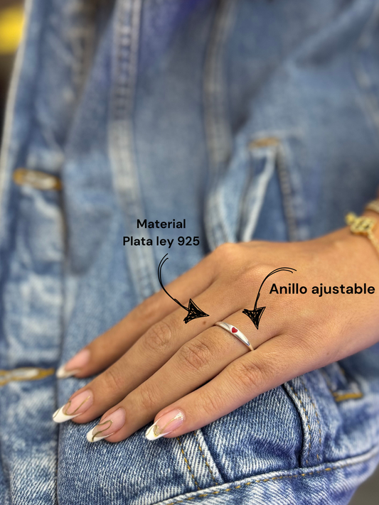 Anillo corazón en plata ley 925