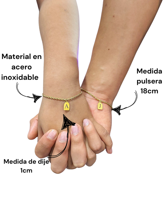 Pulseras tejido lazo con dije mini (dorado)
