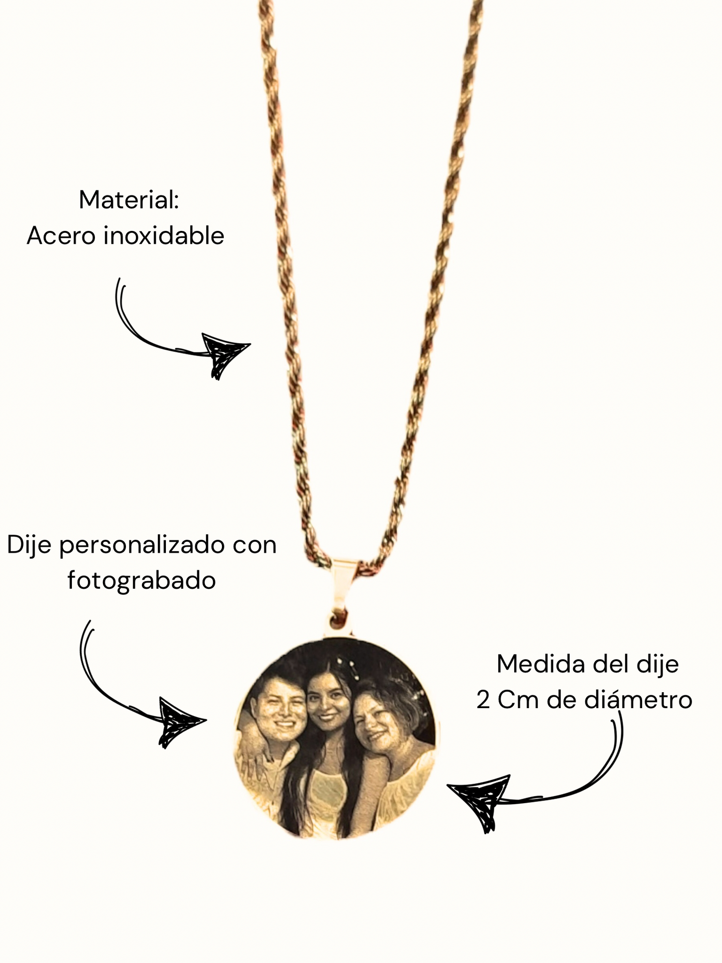 Cadena recuerdo grabada a láser 60 cm