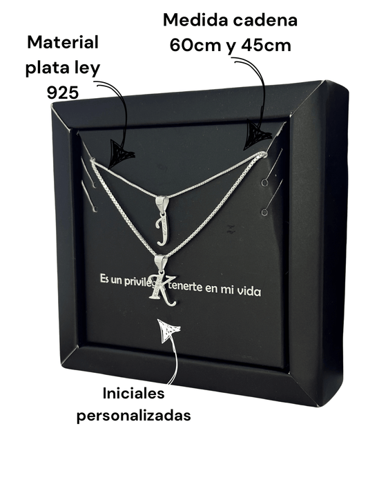 Cadena en plata para pareja con inicial (las dos cadena ) - Extravaganza accesorios