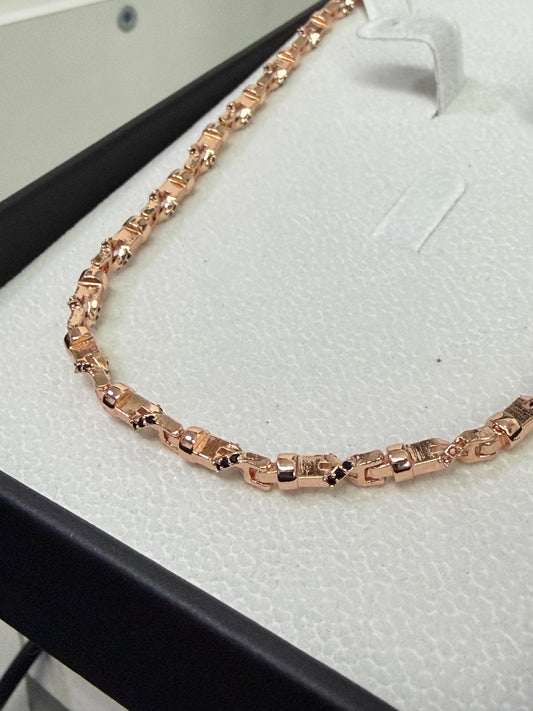 Cadena tejido ADN oro rosa laminado - Extravaganza accesorios