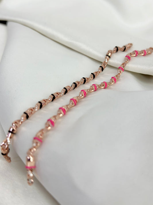 Pulseras tejido ADN en oro laminado color rosado (el par de pulseras ) - Extravaganza accesorios