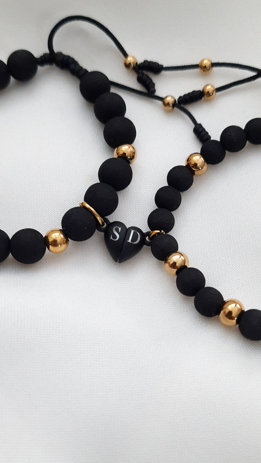 Pulsera neopreno con corazón magnético para pareja