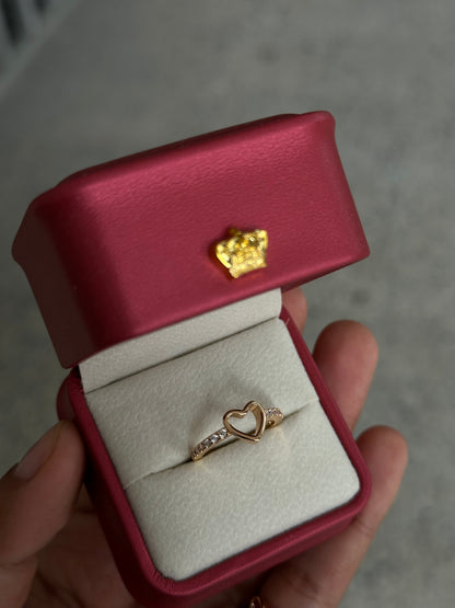 Anillo promesa silueta corazón con baño en oro 18k