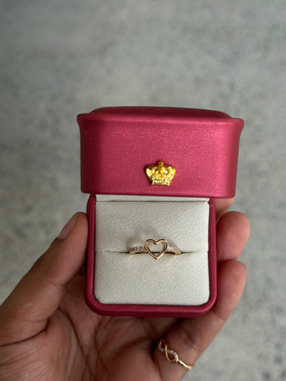 Anillo promesa silueta corazón con baño en oro 18k