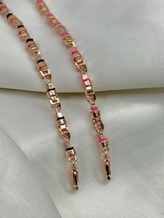 Pulseras tejido ADN en oro laminado color rosado (el par de pulseras )