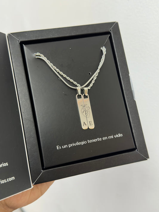 Cadenas personalizadas con dije rectangular largo