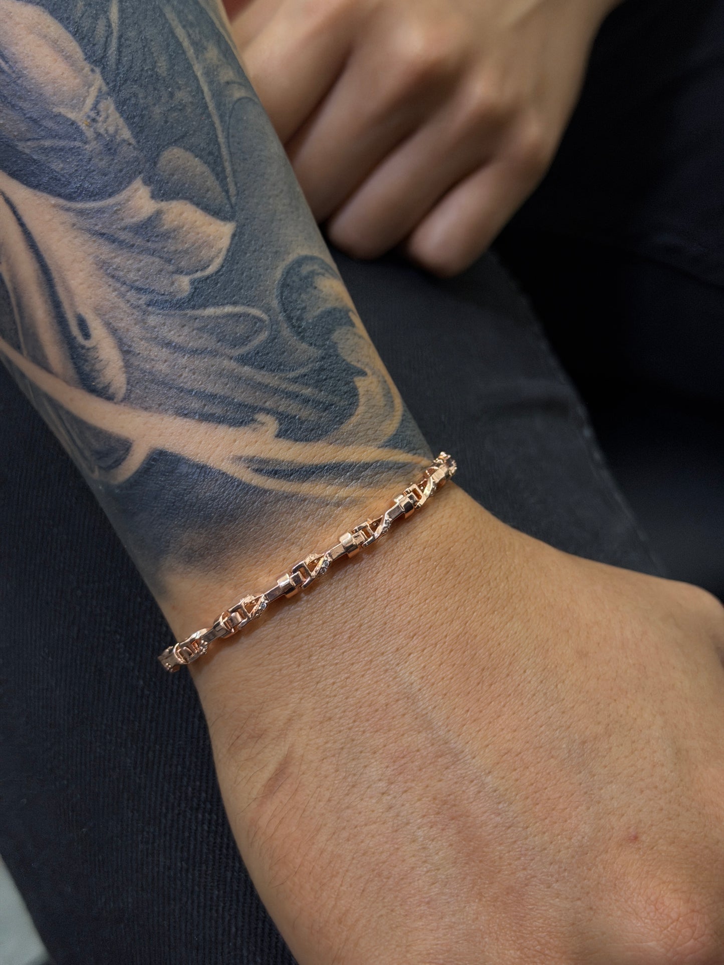 Pulsera tejido ADN color oro rosa