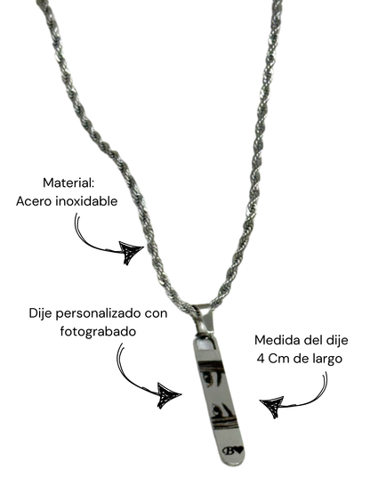 Cadena mirada+inicial para caballero