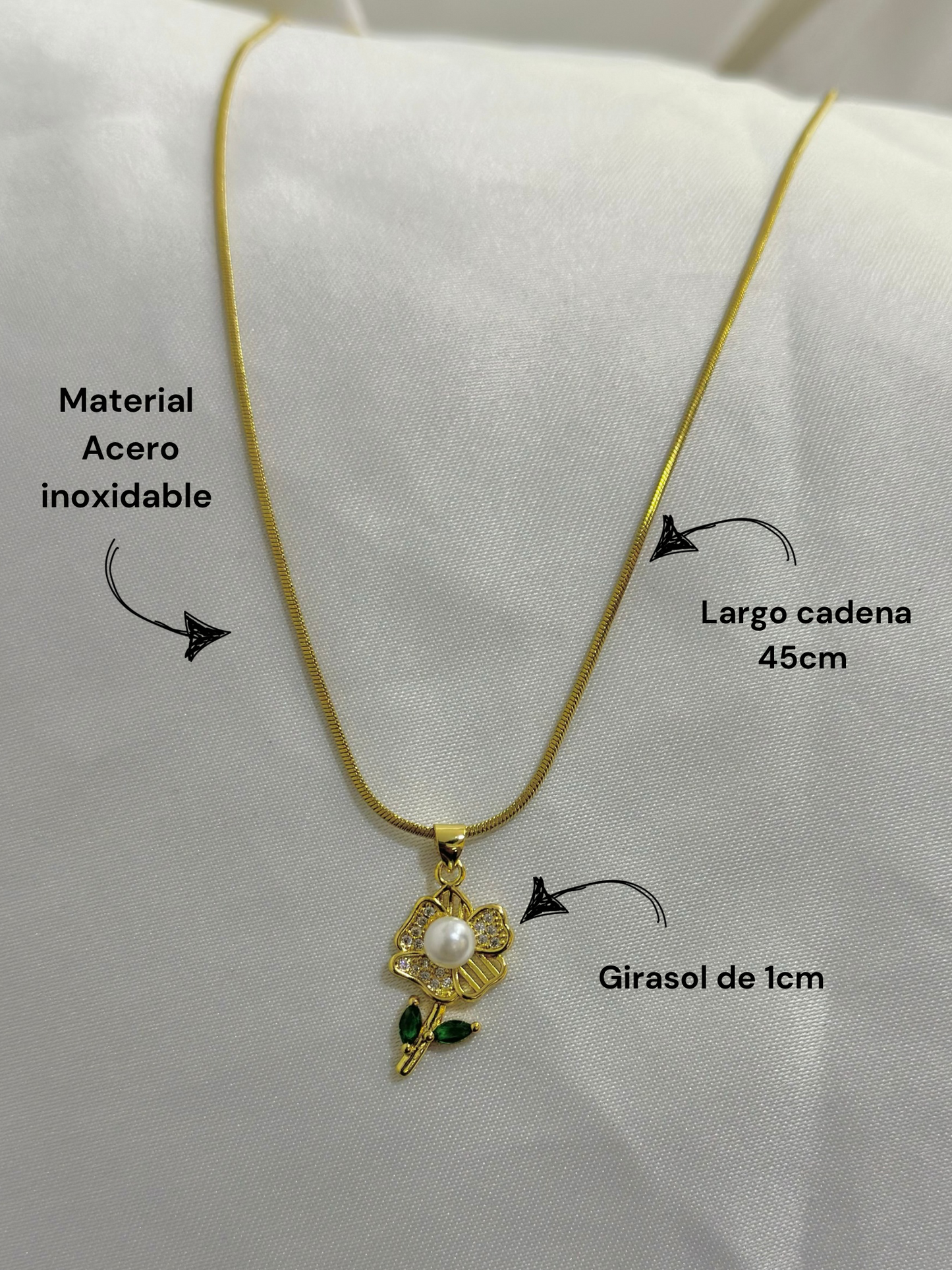 Cadena flor en acero dama