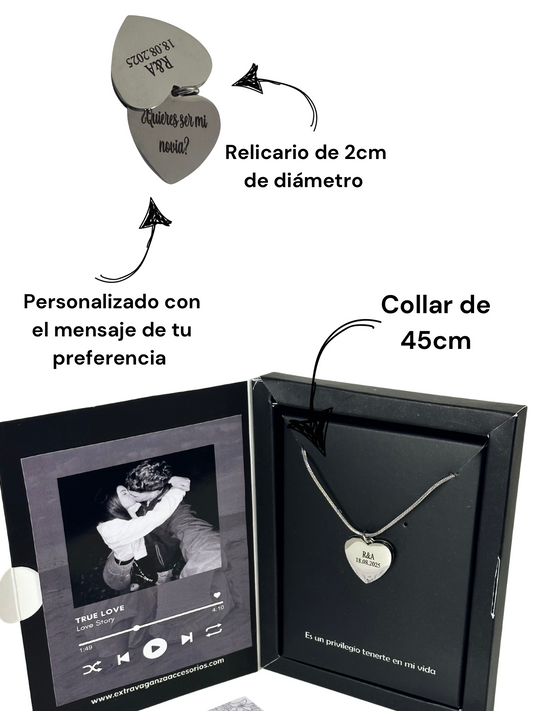Cadena con dije corazón oculto personalizado