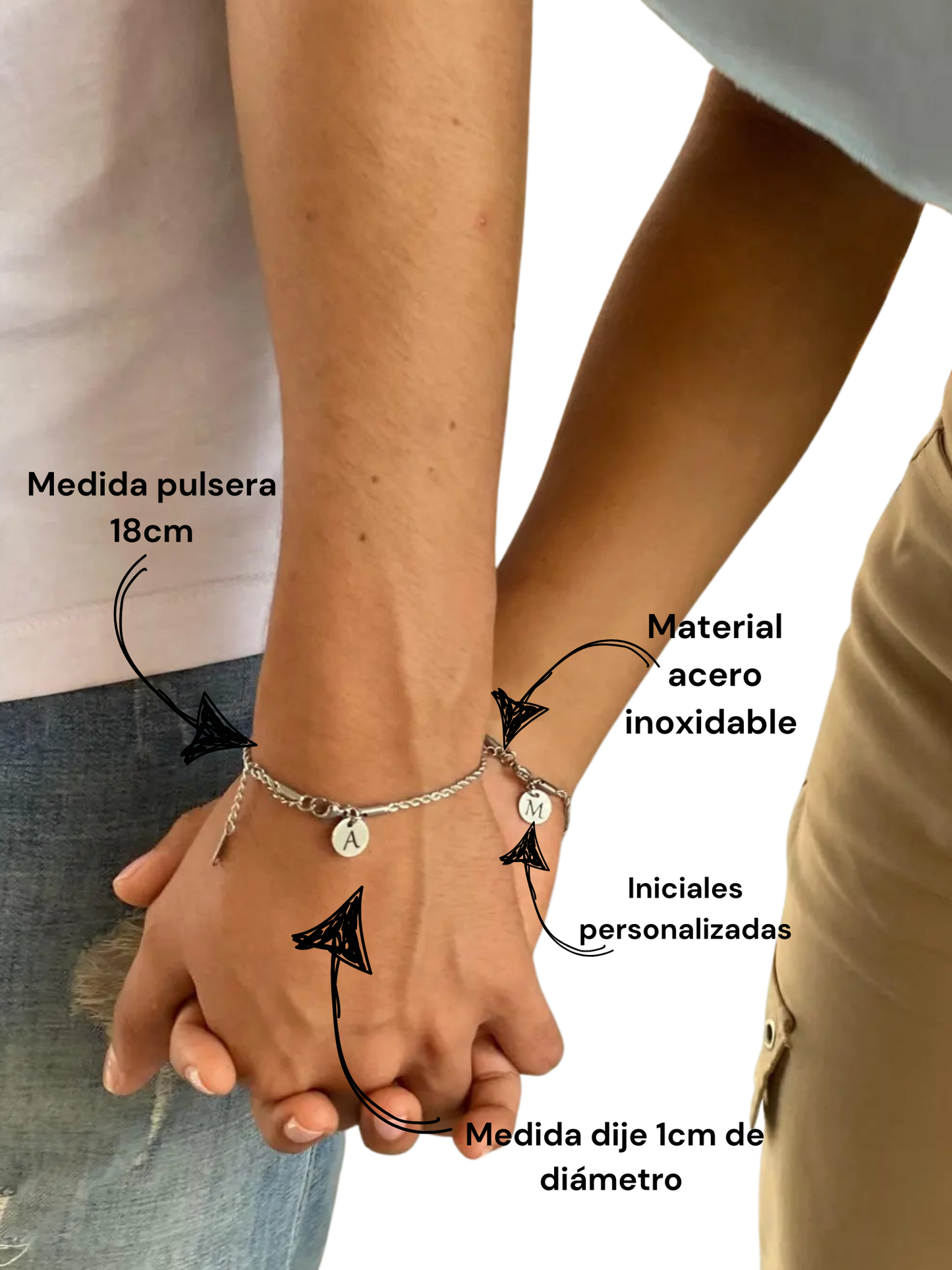 Pulseras lazo con inicial plateado.