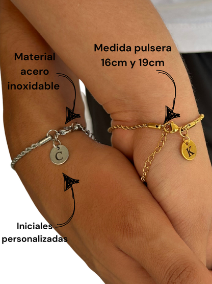 Pulseras lazo bicolor (plateado y dorado)