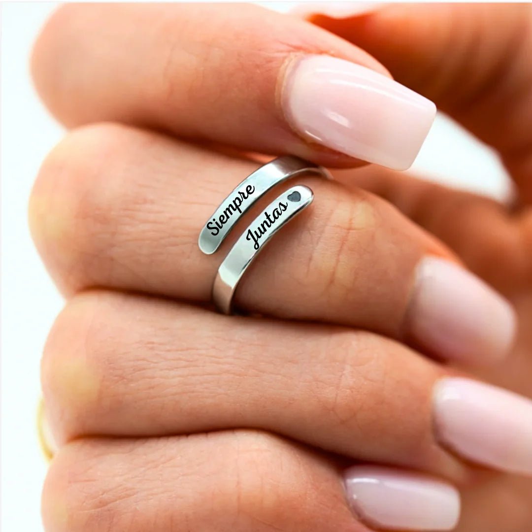 Anillo ajustable personalizado en acero inoxidable - Extravaganza accesorios