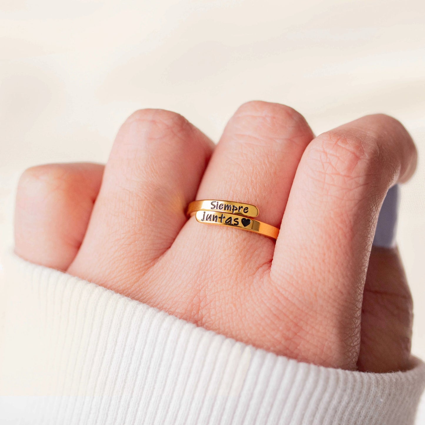 Anillo ajustable personalizado en acero inoxidable - Extravaganza accesorios