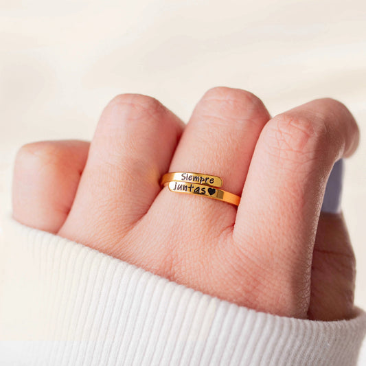Anillo ajustable personalizado en acero inoxidable - Extravaganza accesorios
