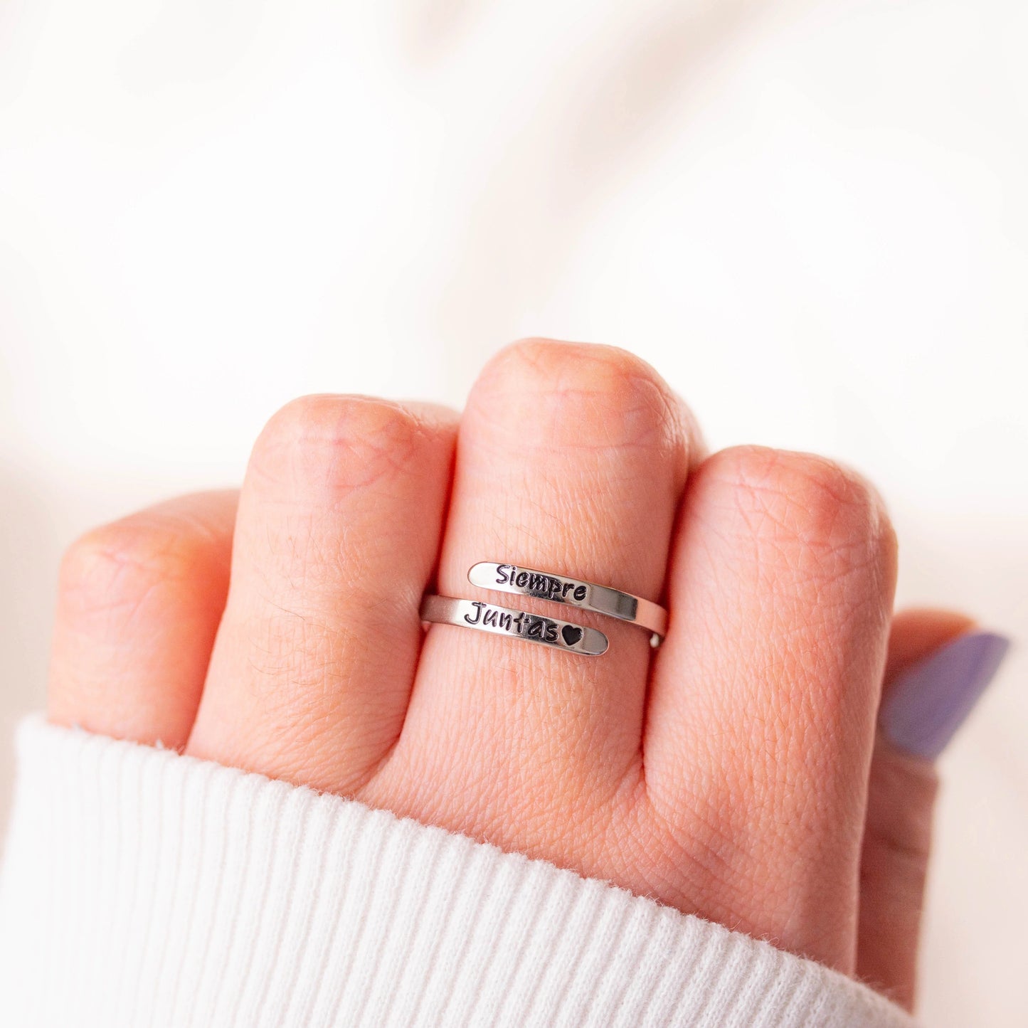 Anillo ajustable personalizado en acero inoxidable - Extravaganza accesorios