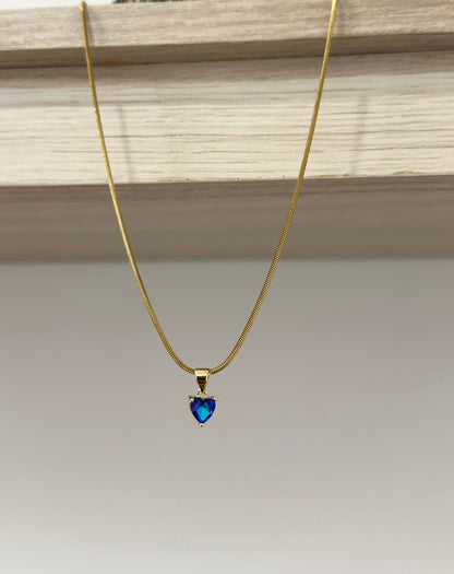 Cadena con dije en forma de corazón swarovski azul - Extravaganza accesorios