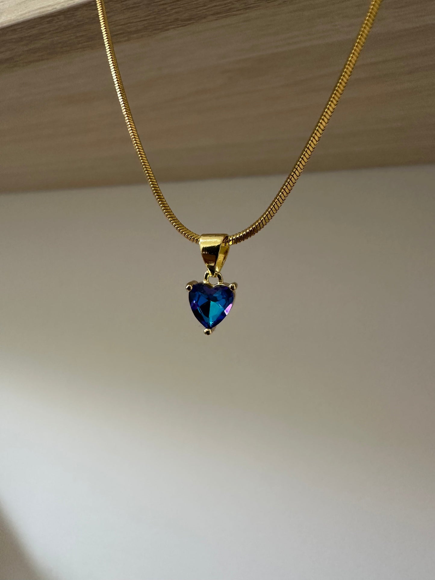 Cadena con dije en forma de corazón swarovski azul - Extravaganza accesorios