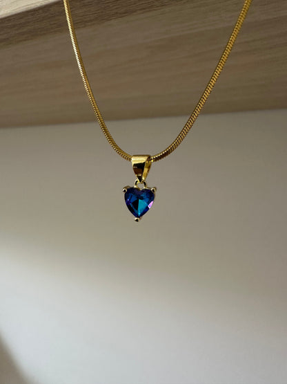Cadena con dije en forma de corazón swarovski azul - Extravaganza accesorios