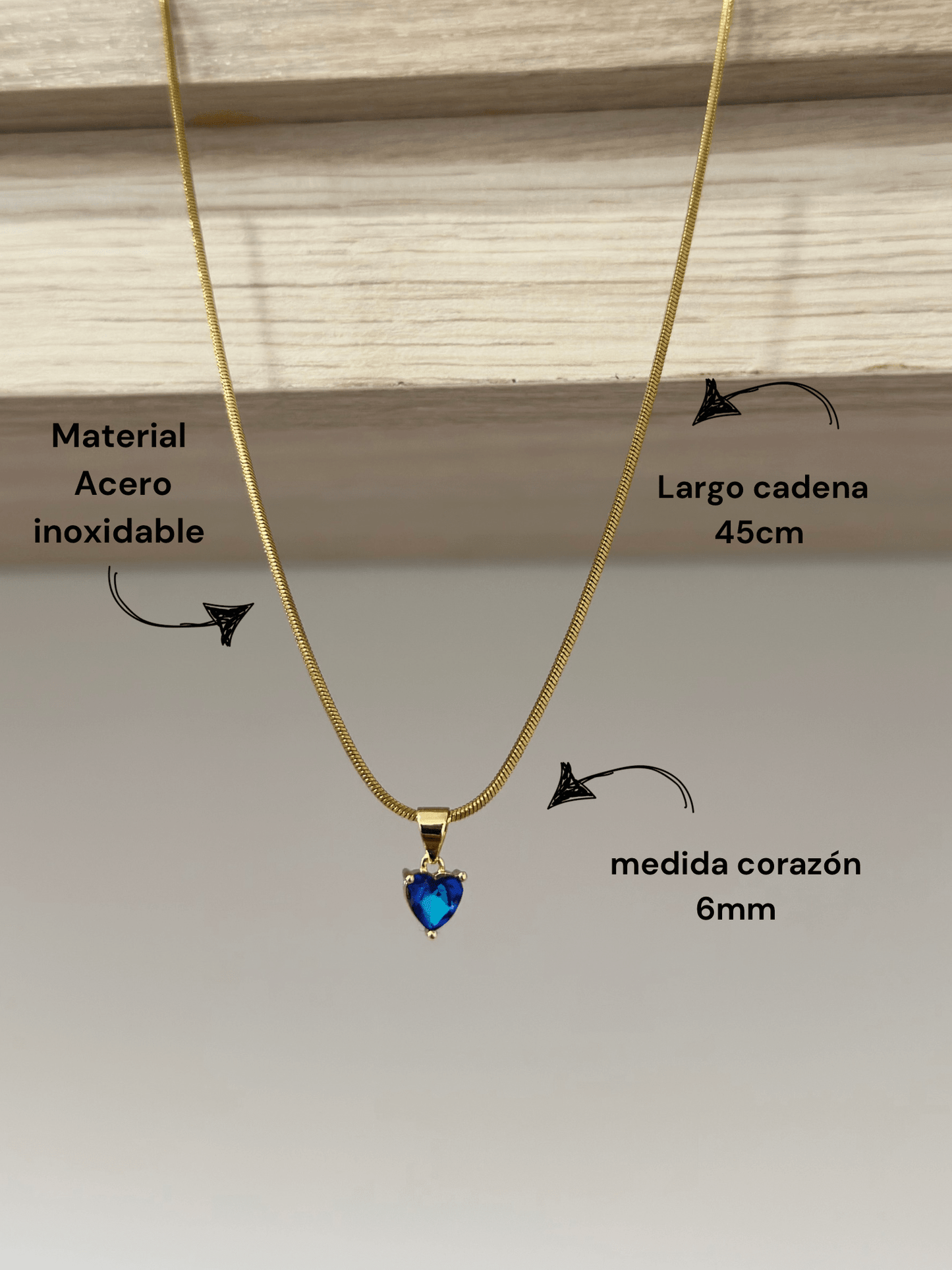 Cadena con dije en forma de corazón swarovski azul - Extravaganza accesorios