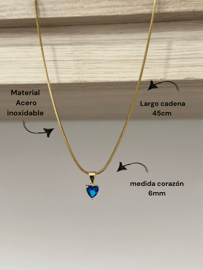Cadena con dije en forma de corazón swarovski azul - Extravaganza accesorios