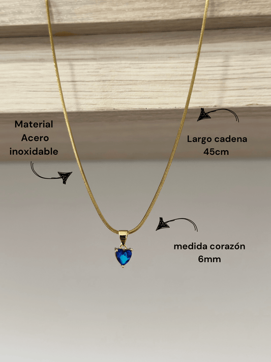 Cadena con dije en forma de corazón swarovski azul - Extravaganza accesorios