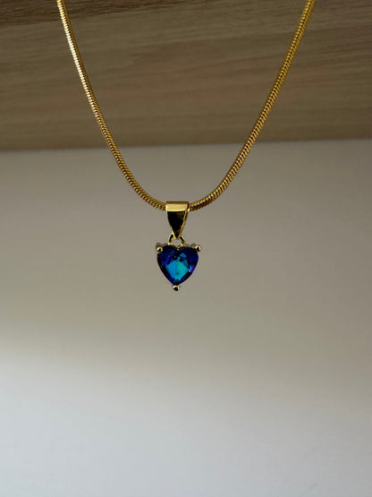 Cadena con dije en forma de corazón swarovski azul - Extravaganza accesorios
