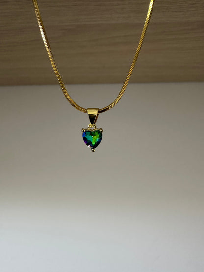 Cadena con dije en forma de corazón swarovski verde - Extravaganza accesorios