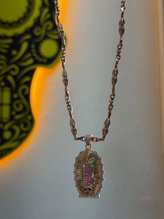Cadena dubai y dije virgen de Guadalupe - Extravaganza accesorios