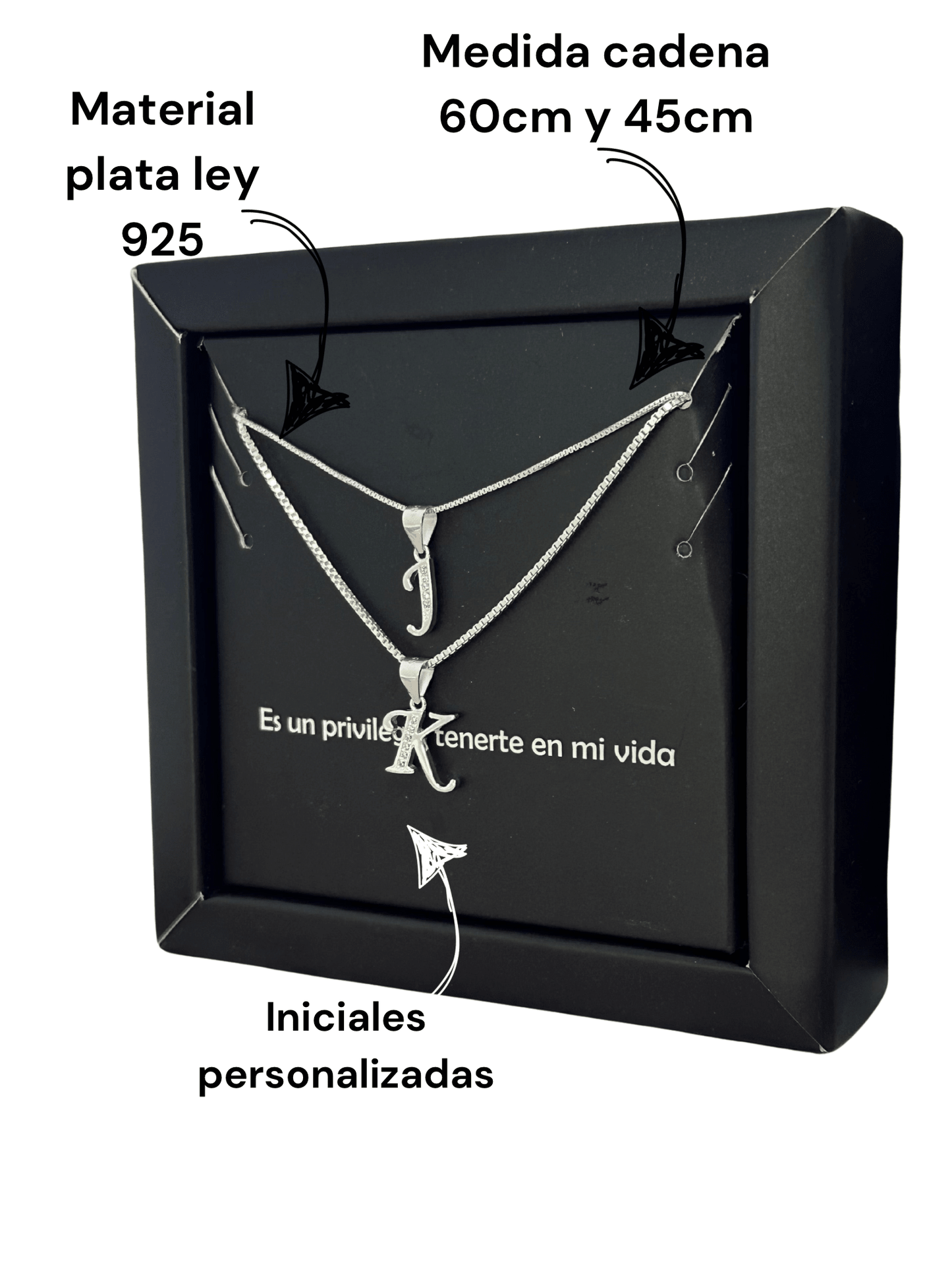 Cadena en plata para pareja con inicial (las dos cadena ) - Extravaganza accesorios