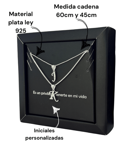 Cadena en plata para pareja con inicial (las dos cadena ) - Extravaganza accesorios