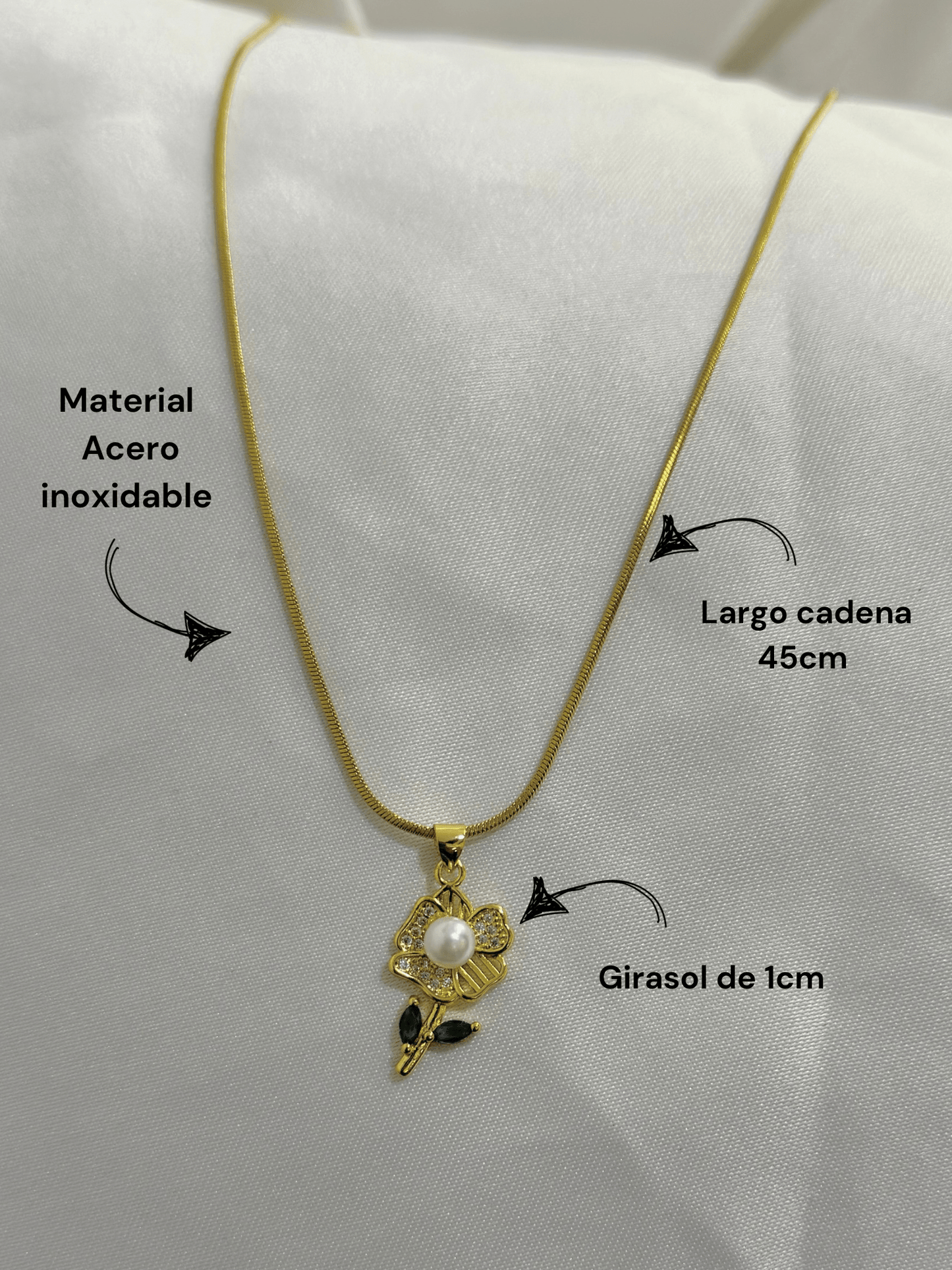 Cadena flor en acero dama - Extravaganza accesorios
