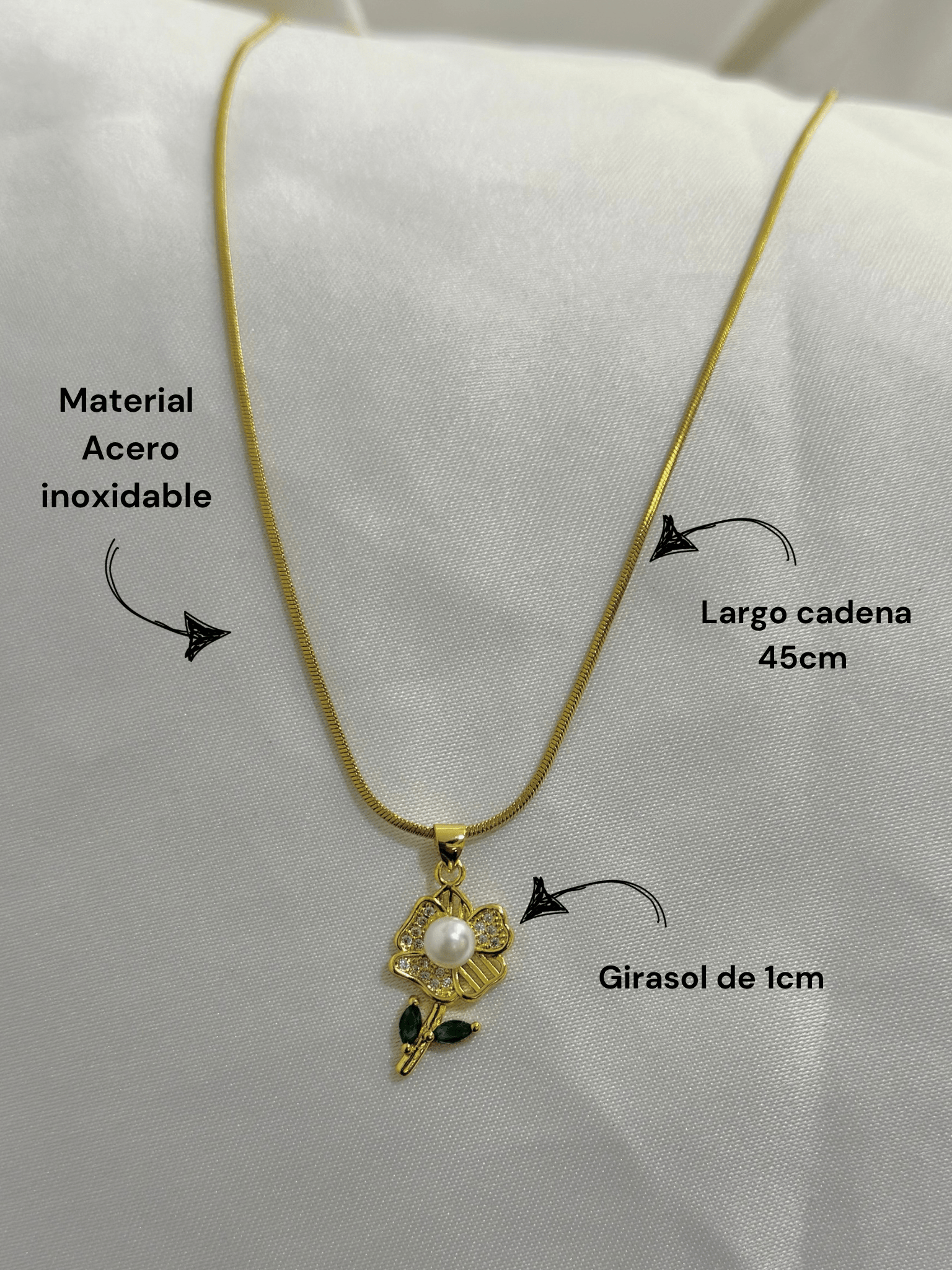 Cadena flor en acero dama - Extravaganza accesorios