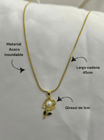 Cadena flor en acero dama - Extravaganza accesorios
