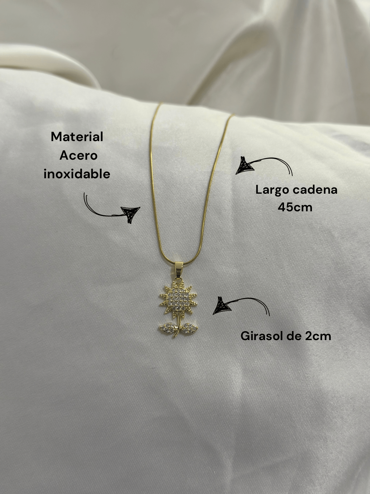 Cadena girasol en acero dama - Extravaganza accesorios