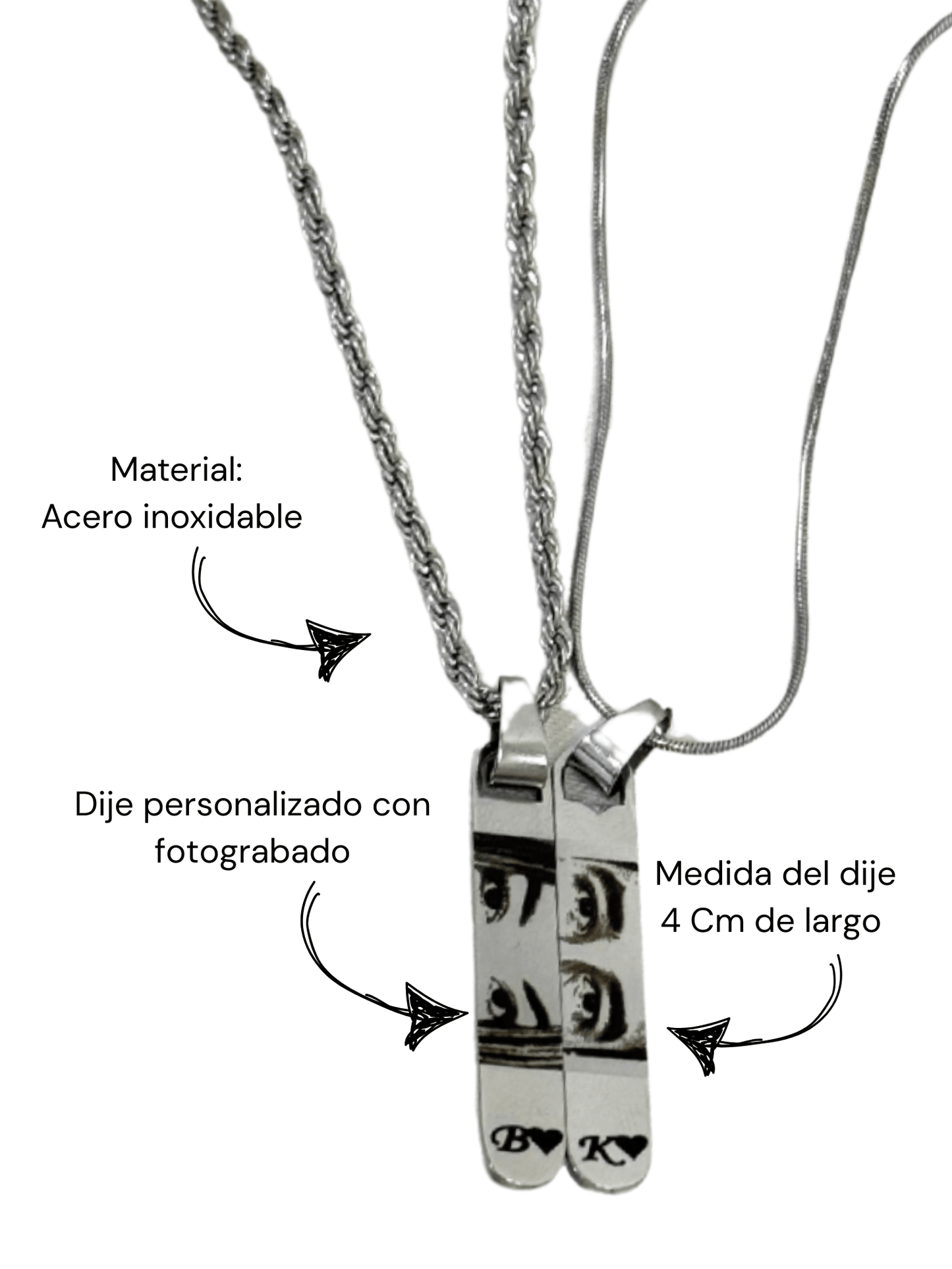 Cadena mirada e inicial para pareja - Extravaganza accesorios