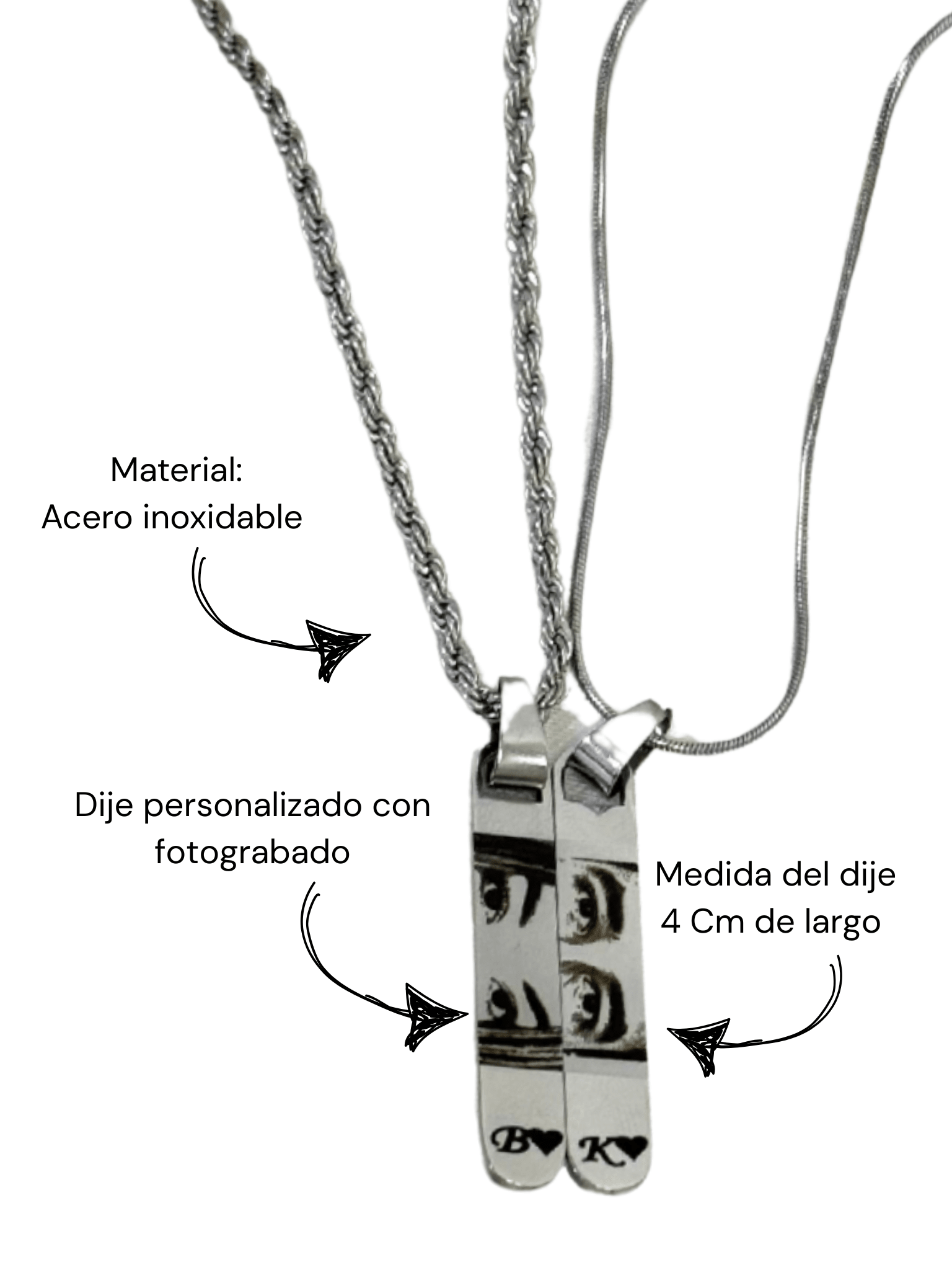 Cadena mirada e inicial para pareja - Extravaganza accesorios